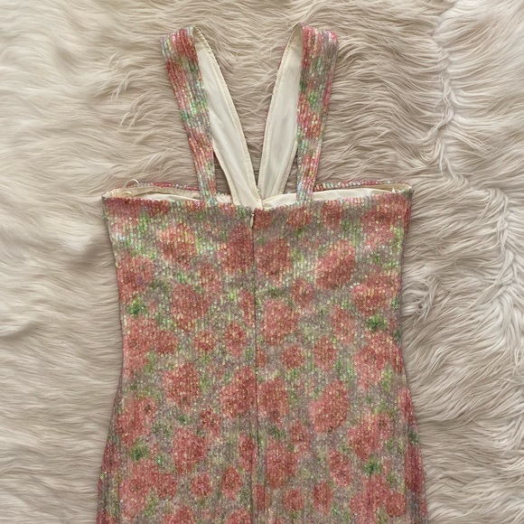 Saylor Faena Pink Floral Sequin Sleeveless Midi Dress Revolve - Picture 10 of 13